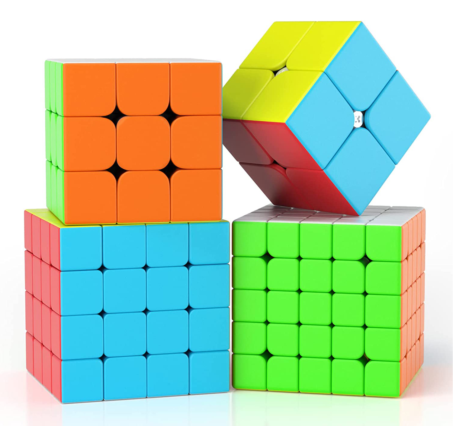 正規品ルービックキューブ マジックキューブ 競技版 Cube Magic 回転スムーズ 知育玩具 (4個セット)ステッカーレス プロ向け 魔方 2×2、3×3、4×4、5×5  安定感 ホビー