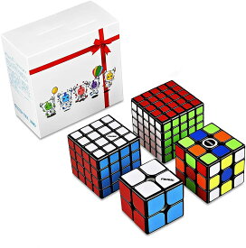マジックキューブ 競技版 2×2、3×3、4×4、5×5 魔方 プロ向け 回転スムーズ 安定感 知育玩具 Magic Cube (4個セット)ステッカー 子供 ギフト クリスマス プレゼント