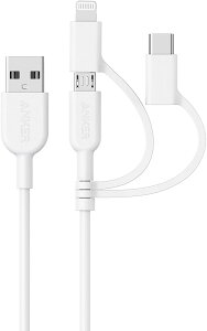 �y�V�i�z1�T�Ԉȓ����� Anker PowerLine II 3-in-1 �P�[�u�� (���C�g�j���O/USB-C/Micro USB�[�q) MFi�F�� iPhone / Android �e��Ή� (0.9m �z���C�g)