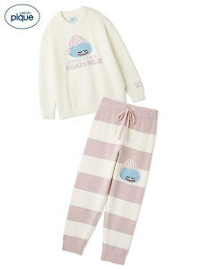 【新品】【即納】【PNK スライム ピンク】gelato pique ジェラート ピケ 【ドラゴンクエスト】【レディース】ベビモコプルオーバー&ボーダーロングパンツセット PWNT255010 DQ ドラクエ コラボ