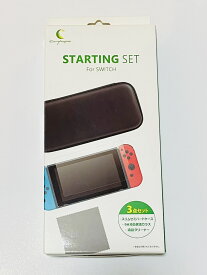 【新品】【即納】Nintendo Switch用 スターティングセット ブラック 【スリムセミハードケース・9H液晶保護ガラスフィルム・クリーニングクロス】 スイッチ用 周辺機器