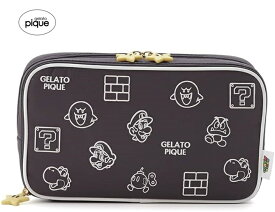 【新品】【即納】【DGRY グレー】gelato pique ジェラート ピケ 【スーパーマリオ】アソート柄ガジェットポーチ PWGB241630　総柄プリント ジェラピケ 女の子 かわいい プレゼント 収納 メイク 小物 ぽーち