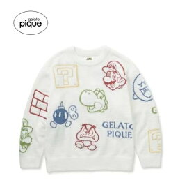 【新品】【即納】【OWHT 白 ホワイト】gelato pique ジェラート ピケ 【スーパーマリオ】【レディース】ベビモコアソートジャガードプルオーバー PWNT241045　ジェラピケ 部屋着 ルームウェア