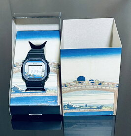 【未使用品】【即納】G-SHOCK Casio ジーショック カシオ　日本製 葛飾北斎デザイン 深川万年橋下 DW-5600KHFM25-1JR　腕時計 メンズ ブラック　富嶽三十六景 MADE in JAPAN katusikahokusai