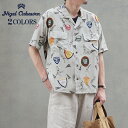 《SALE/セール》 ナイジェル・ケーボン OPEN COLLAR SHIRT BASEBALL＆CRICKET RAYON 2 COLORS 半袖シャツ NIGEL CABOURN