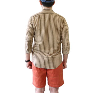 FREEWHEELERS;フリーホイーラーズ;2023011;通販;onlineshop;THE;SKIPPER;THREE-QUATER;SLEEVE;1920STYLE;WORKSHIRT;COTTON;LINEN;;STRIPE;7分袖シャツ;日本製;