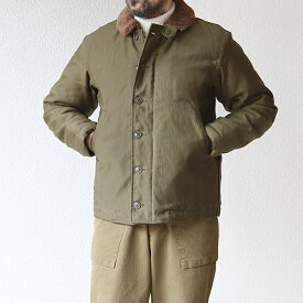 フリーホイーラーズ TYPE N-1 PLAIN MODEL NAVY DEPARTMENT JACKET, DECK, ZIP NAVY DEPARTMENT JUNGLE CLOTH PARAFFIN COATING DARK KHAKI GREEN FREEWHEELERS