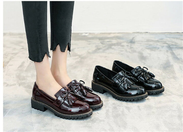 楽天市場 送料無料 ローファー レディース フリンジ タッセルローファー 厚底 歩きやすい マニッシュシューズ 学生 軽量 おしゃれ 可愛い 通勤 通学 婦人靴 黒 ブラック ワインレッド 21 5センチ 26 0セン チタッセル フリンジ リボン付き Sperling