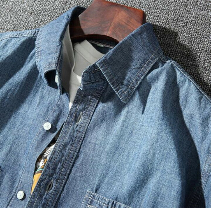 楽天市場 メンズ デニムシャツ 半袖 シャツ トップス 無地 カジュアルシャツ 夏服 ウエスタン トップス メンズファッション 綿シャツ コットン 新作 快適 ストリート系 お兄系 アメカジ系 シャツ メンズ シャツ 半袖 デニムシャツ 夏服 デニムシャツ メンズシャツ デニム