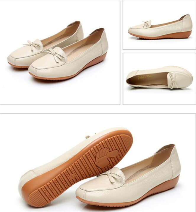 楽天市場 送料無料 ローファー パンプス フラットシューズ 靴 モカシン ママシューズ コンフォートシューズ 靴 女性用 女性 ローファー リボン付き シューズ レディース靴 秋 大きいサイズ ぺたんこ 歩きやすい 大人可愛い 痛くない 旅行 靴 ママ 柔らかい ゆったり