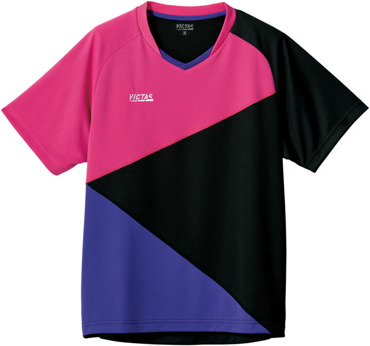 まとめ買いクーポン配布中 Victas 卓球プラクティスtシャツ男女兼用ブロックロゴティー