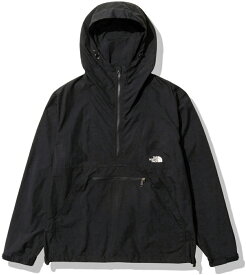 【マラソン期間中 最大4％OFFクーポン＆P最大10倍】 THE　NORTH　FACE ノースフェイス アウトドア コンパクトアノラック メンズ Compact Anorak ハーフジップ トップス ウェア フード ロゴ入り ポケット 撥水加工 コットンライク NP22333 K