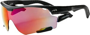 【10月30日 P最大10倍】 エアフライ Airfly 鼻パッドがないスポーツサングラス AF-30X C-1 ブラックマット スポーティシェイプ 7 カーブ ゴールドミラーレンズ装着 AF30XC1
