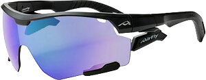 【10月30日 P最大10倍】 エアフライ Airfly 鼻パッドがないスポーツサングラス AF-30X C-1 ブラックマットスポーティシェイプ 7 カーブ 偏光ブルーピンクレンズ装着 AF30XC1PP