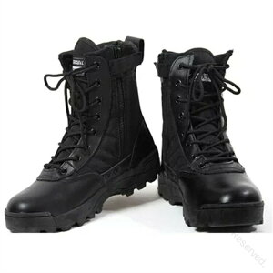 メンズ タクティカルブーツ ミリタリーブーツ 2色 コンバットブーツ ライダーブーツ サイドジッパー 耐久性 高い サイドジップ アウトドア キャンプ 作業靴 シューズ サバゲ ブラック 黒 靴