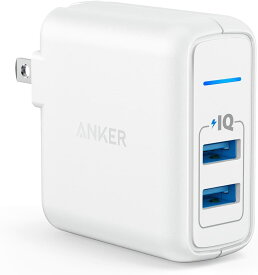 Anker PowerPort 2 Elite 24W 2ポート USB急速充電器 PSE認証済/PowerIQ搭載/折りたたみ式プラグ搭載 iPhone iPad Galaxy S9 Xperia XZ1 Android各種対応