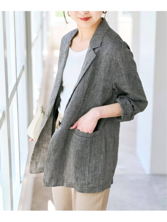 Spick & Span 26SS エアリーリネン1Bジャケット 36 グレーの通販はau 