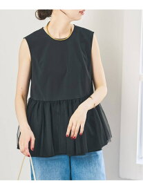 《手洗い可 / 予約》チュールペプラムブラウス Spick & Span スピックアンドスパン トップス シャツ・ブラウス カーキグリーン ブラック【先行予約】*【送料無料】[Rakuten Fashion]