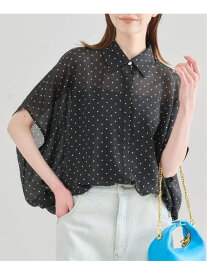 《WEB限定 / 追加3》襟つきドットブラウス U by SPICK&SPAN ユーバイスピックアンドスパン トップス シャツ・ブラウス ブラック ホワイト【先行予約】*【送料無料】[Rakuten Fashion]