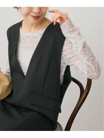 《追加予約》シュリンクレースプルオーバー Spick & Span スピックアンドスパン トップス カットソー・Tシャツ ブラック ホワイト【先行予約】*【送料無料】[Rakuten Fashion]