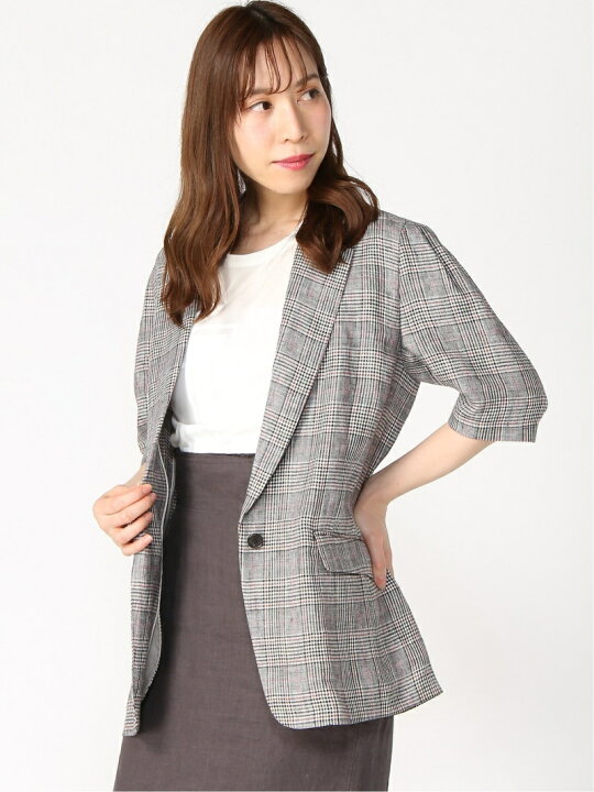 楽天市場】【SALE／60%OFF】グレンチェックソデボリュームジャケット 