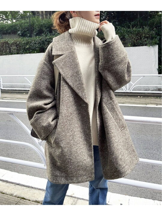 楽天市場】≪追加≫Wスライバーヘリンボーンミドルコート Spick & Span 