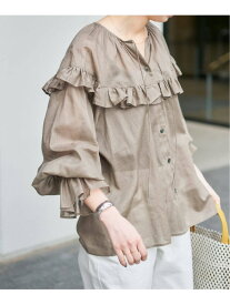 《予約》コットンラミーローンフリルブラウス Spick & Span スピックアンドスパン トップス シャツ・ブラウス ネイビー ベージュ カーキグリーン【先行予約】*【送料無料】[Rakuten Fashion]