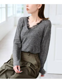 《予約》レースドッキングニット U by SPICK&SPAN ユーバイスピックアンドスパン トップス ニット ブラウン グレー【先行予約】*【送料無料】[Rakuten Fashion]