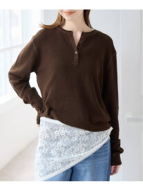 《予約》シアーワッフルヘンリーネックニット U by SPICK&SPAN ユーバイスピックアンドスパン トップス ニット ホワイト ブラウン ブルー イエロー【先行予約】*【送料無料】[Rakuten Fashion]