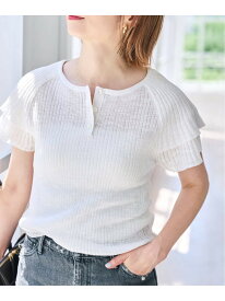【SALE／30%OFF】袖フリルシアーリブニットプルオーバー Spick & Span スピックアンドスパン トップス ニット ホワイト ブラック【RBA_E】【送料無料】[Rakuten Fashion]