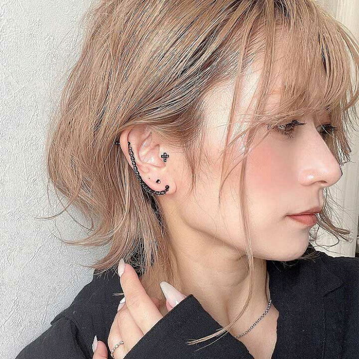 ボディピアス 軟骨ピアス Black シンプル へリックスブラック チェーン 2ホール メンズ 0633 海外輸入 ボディピアス 軟骨ピアス Black シンプル へリックスブラック チェーン 2ホール メンズ 0633 海外輸入