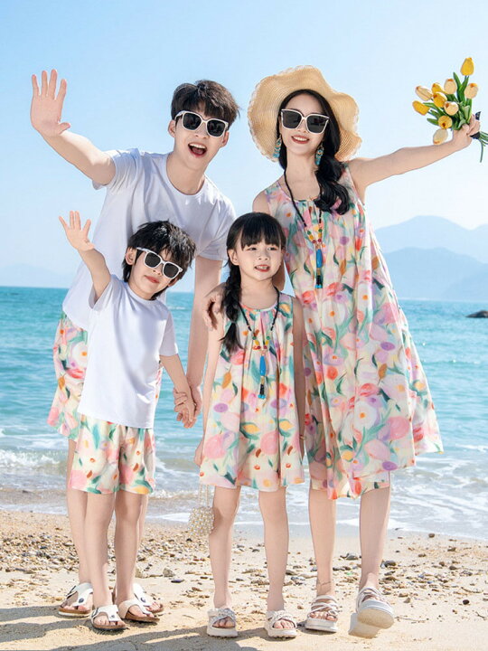 親子 ペアルック 水着 レディース水着 ワンピース 夏服 花柄 アロハシャツ ドレス カップル 家族お揃い衣装 海旅行 新婚旅行 ビーチ衣装 ロング丈 家族活動 親子コーデ 17