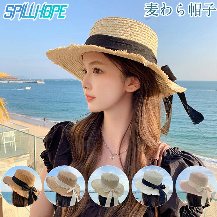 Qoo10] 麦わら帽子レディースビーチビーチトラベル : バッグ・雑貨 レディースファッションボウサンハットビーチサンビーチハット (色 : 01)