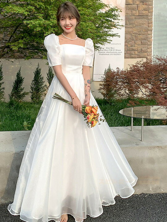 楽天市場】ウェディングドレス 前撮り 花嫁 結婚式 後撮り 白 