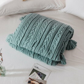 7色 ブランケット 毛布 ニット ボア付き 厚手 フリンジ おしゃれ 寝具 ケーブル編み ベットカバー ソファー用インテリア 膝掛け 肩掛け お昼寝 大判 かわいい 防寒対策 冷房対策 雑貨 可愛い 春秋冬 暖かい 洗える ひざ掛け 北欧 グレー ホワイト ピンク プレゼント 撮影用