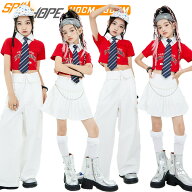 レッド ホワイト カーゴパンツ プリーツスカート ショートトップ スカート 女の子 韓国k-pop jazz チア …