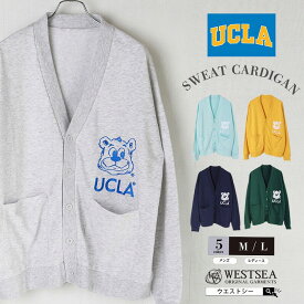 【21380701】 UCLA カレッジ ロゴ スウェット カーディガン メンズ レディース 薄手 春 夏 スエット 学生 ゆったり 古着風 アメカジ カジュアル ブランド ユーシーエルエー トラッド ファッション 春服 夏服 春夏 おしゃれ ユニセックス 男女兼用 ウエストシー westsea