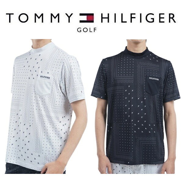トミーヒルフィガー ゴルフ メンズ バンダナプリント 半袖モックネックシャツ TOMMY HILFIGER  THMA524 2025年春夏モデル