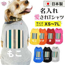 ★名前入り特急便★ 犬 服 名入れ国産Tシャツ ストライプベージュグレー 小型犬や中型犬、大型犬に選ばれる定番のペット服 おしゃれさとかわいい雰囲気が着せやすい服 男の子や女の子が選ばれる犬の服 春夏や秋冬に使えるおもしろデザイン セールの注目服
