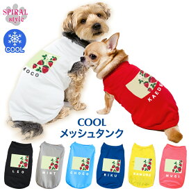 犬 服 夏服 名入れメッシュタンク グリーンいちご柄 かわいいデザインをおしゃれに着せやすい服 小型犬や中型犬に合わせたサイズのペット服 男の子や女の子に似合う犬の服 春夏の散歩で楽しめるおもしろい服 セールの注目服 名前入りのオーダーメイドのクール服。