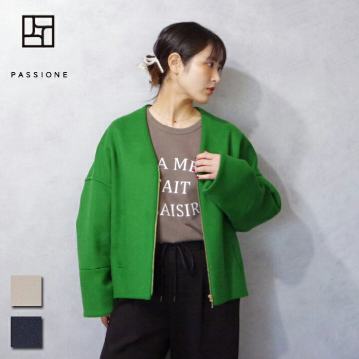 楽天市場】PASSIONE (パシオーネ) Vネックノーカラー ジップ 
