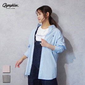 Gymphlex (ジムフレックス) TYPEWRITER STRIPE ボタンダウンワイドシャツ (GYB0285/GY-B0285 TTS) レディース おしゃれ ゆったり リラックス ストライプ ロゴ 刺繍