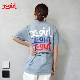 X-girl（エックスガール) TRIPLE MILLS LOGO S/S TEE X-girl (105241011014) レディース ロゴ トップス Tシャツ 背面ビッグプリント プリント 配色 カラフル