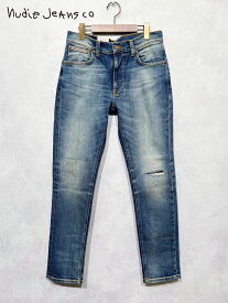 NUDIE JEANS(ヌーディージーンズ) デニム パンツ リーンディーン LEAN DEAN "REPAIRS" （NJ19WDL1M010）メンズ スリムフィット 美シルエット テーパードレッグ ストレッチ レングス30