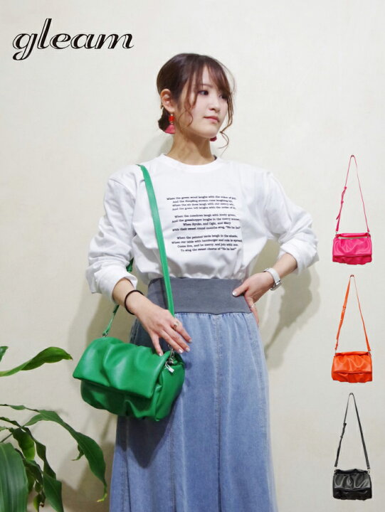 楽天市場 Gleam グリーム 餃子ショルダーbag バッグ ショルダーバッグ ハンドバッグ 2way 大人かわいい シンプル フェイクレザー カジュアル 通年 ブラック 黒 グリーン 緑 オレンジ ピンク イエロー 黄色 Chikuma Online Store