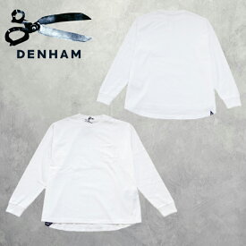 DENHAM(デンハム) 7 POCKET LS TEE (1211052510) メンズ プレミアム Tシャツ ロングスリーブ クルーネック シンプル ロゴ インナー ホワイト 白 コットン100% 着心地抜群 カジュアル 刺繍