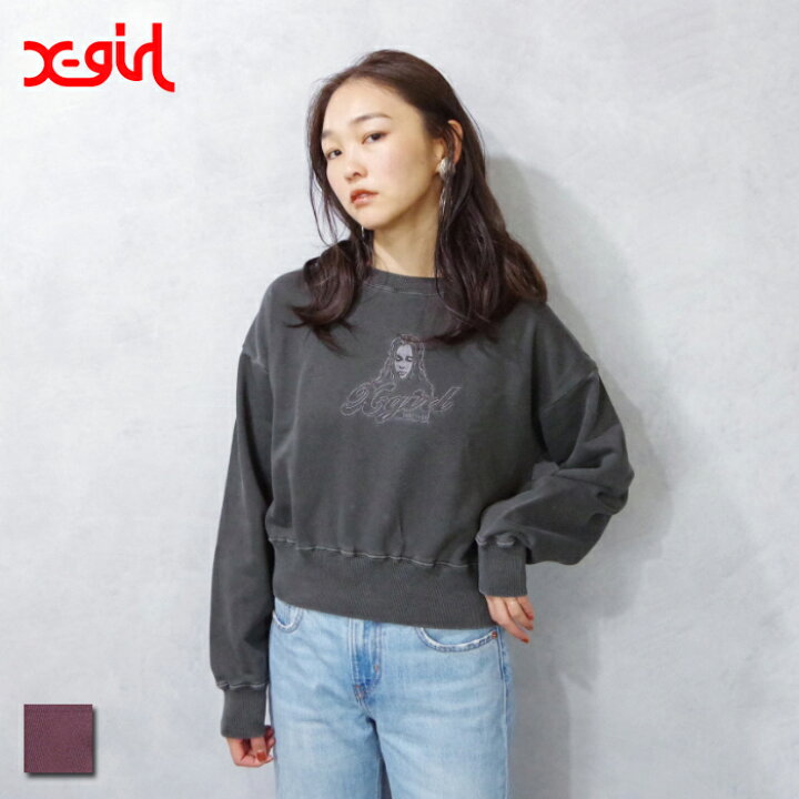 楽天市場】X-girl（エックスガール) FACE PIGMENT DYED COMPACT SWEAT 