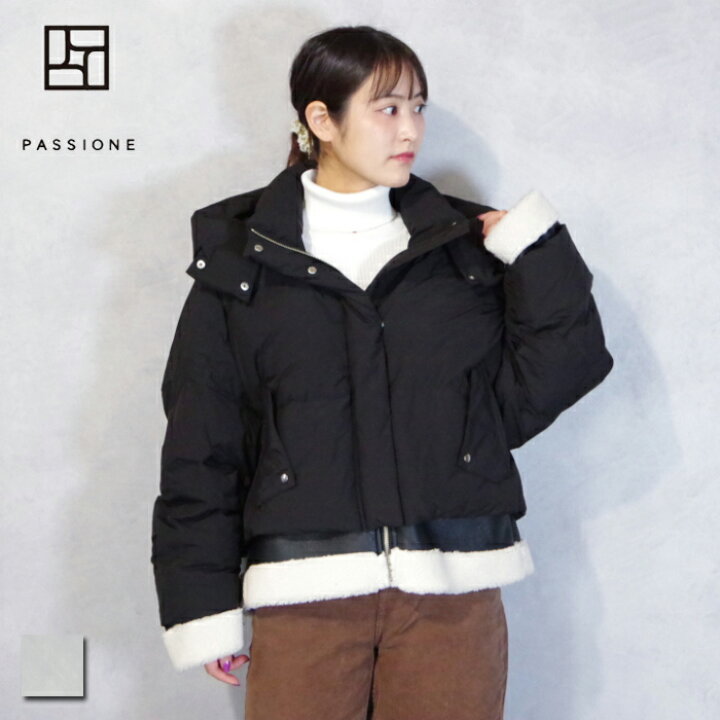 楽天市場】PASSIONE (パシオーネ) 異素材MIX ボア切替ショートダウン 