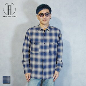 JAPAN BLUE JEANS (�W���p���u���[�W�[���Y) Indigo Check L/S Shirt (JBLS1022) �����Y �g�b�v�X �V���c �`�F�b�N �㎿ ���G�� ���S�n ��i ��l ���������� �C���f�B�S�Ӑ} �I���u���[ ������ �Ò���