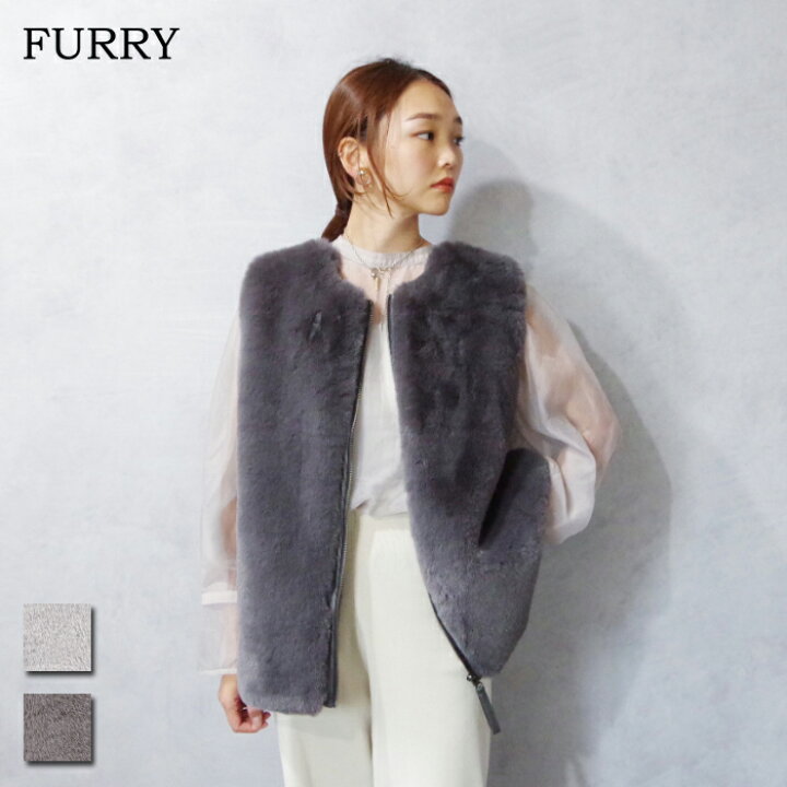楽天市場】FURRY (ファーリー) エコファー×ムートン チュニックジレ  